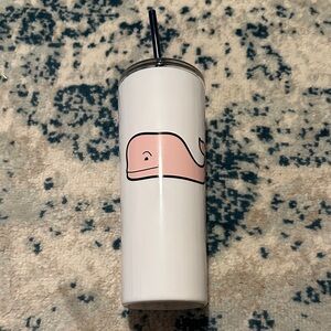Vineyard Vines Pink Whale Lidded Drinkware Tumbler New